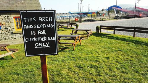 Information sign on grass