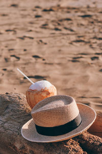 Close-up of shells on sand