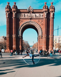 Group of people in front of building