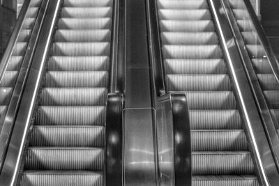 High angle view of escalator