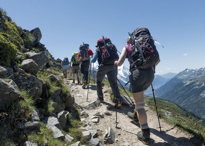 France, chamonix, mountaineers at le tour