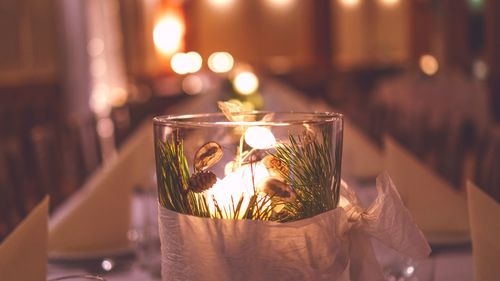 Close-up of illuminated candles