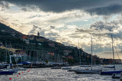 Boats in marina at harbor