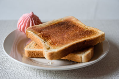 Close-up of bread in plate