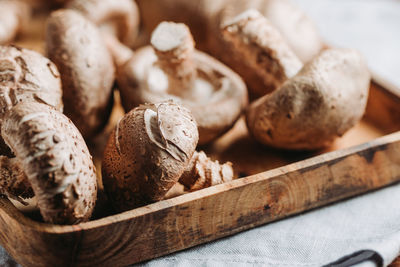 Close-up of mushrooms on table