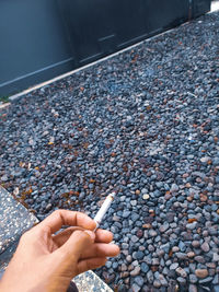 Close-up of hand holding cigarette