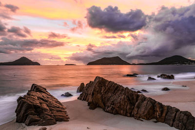 Scenic view of sea against sky during sunset