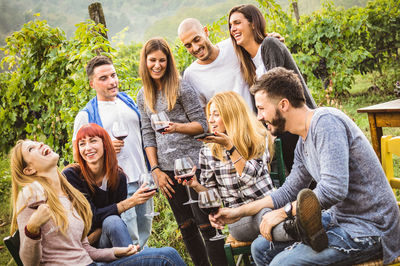 Group of friends sitting outdoors