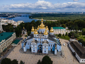 High angle view of buildings in city