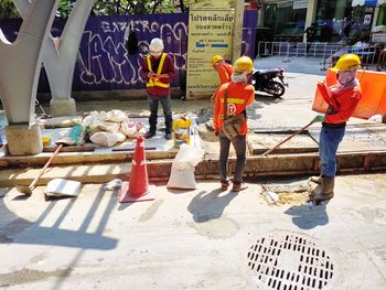 People working at construction site