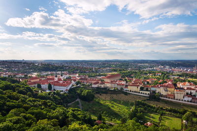 High angle view of townscape against sky