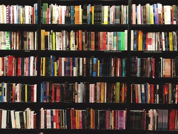 Full frame shot of books in shelf