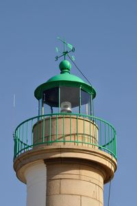 Low angle view of water tower against clear sky