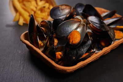 High angle view of food on table