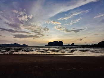 Scenic view of sea against sky during sunset