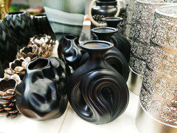 High angle view of bowls on table