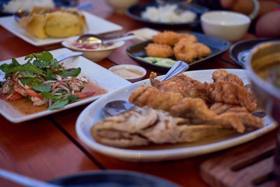 Close-up of served food in plate