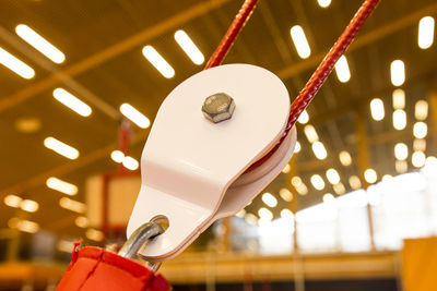 Close-up of rope on pulley