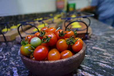 Close-up of tomatoes in basket