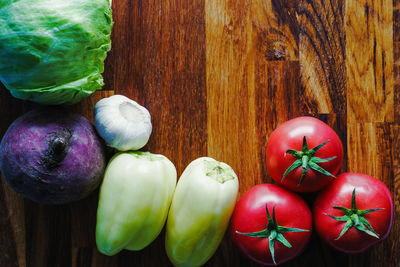 High angle view of fruits on table