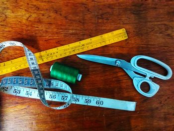 High angle view of text on table