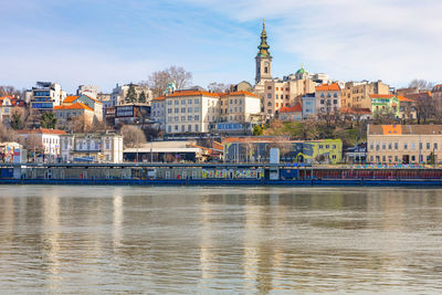 Buildings in river