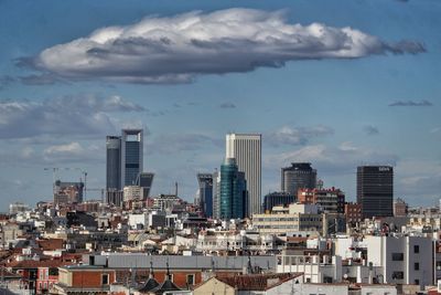 Modern buildings in city against sky