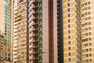 Close-up to a densely populated apartment buidling in hong kong, china