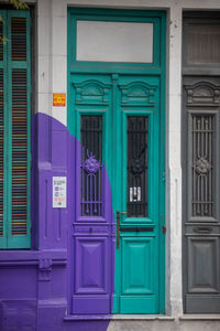 Closed door of building