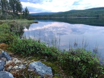 Scenic view of lake against sky