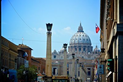 View of st peter basilica against blue sky