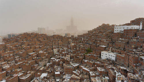 High angle view of buildings in city