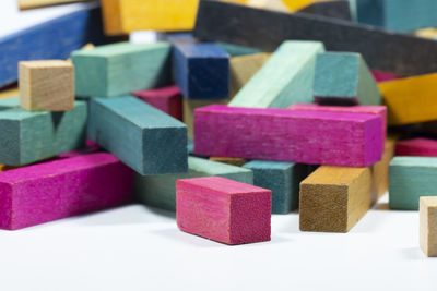 Close-up of multi colored toy on table