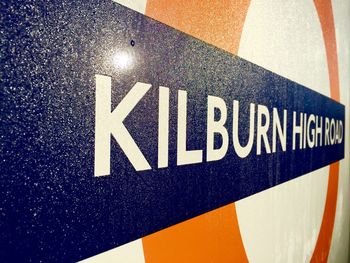 Close-up of road sign