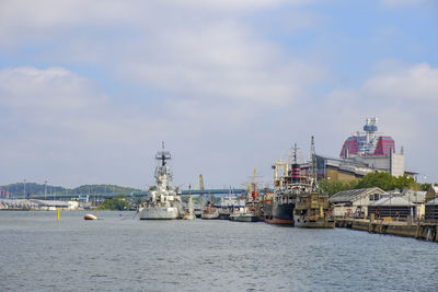 Old ships at a quay in gothenburg