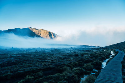 Scenic view of snowcapped mountain against sky