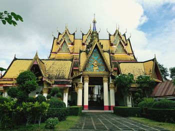 Low angle view of temple against sky