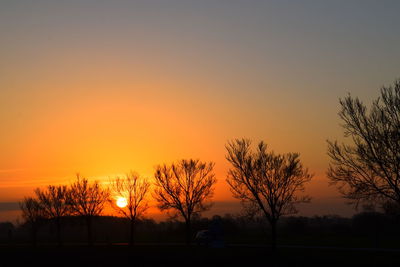 Silhouette trees against sky during sunset