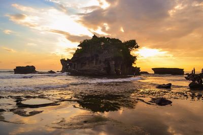 Scenic view of sea against cloudy sky