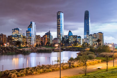 Skyline of buildings at las condes, vitacura and providencia districts in santiago de chile