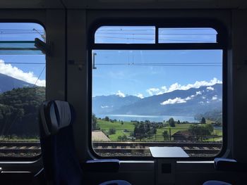 View of train through window