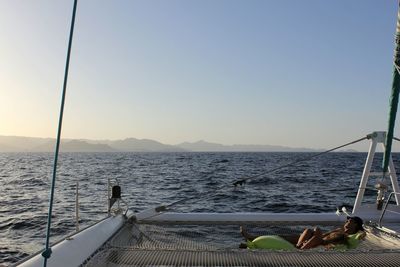 Scenic view of sea against clear sky