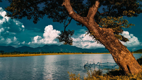 Scenic view of lake against sky