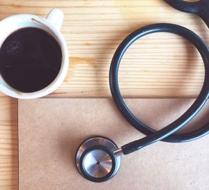 Directly above shot of black coffee on table