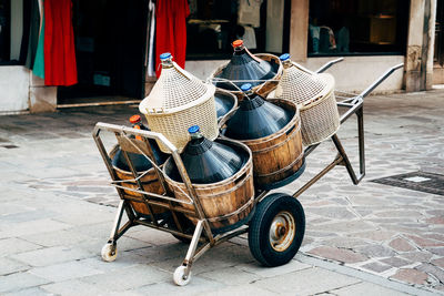 Wicker basket on vehicle