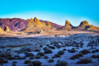 Desert landscape at trona pinnacles natural rock formations in california usa