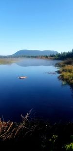 Scenic view of lake against clear sky