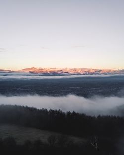 Scenic view of landscape against sky during sunset