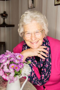 Portrait of woman with flowers