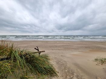 Scenic view of beach against sky